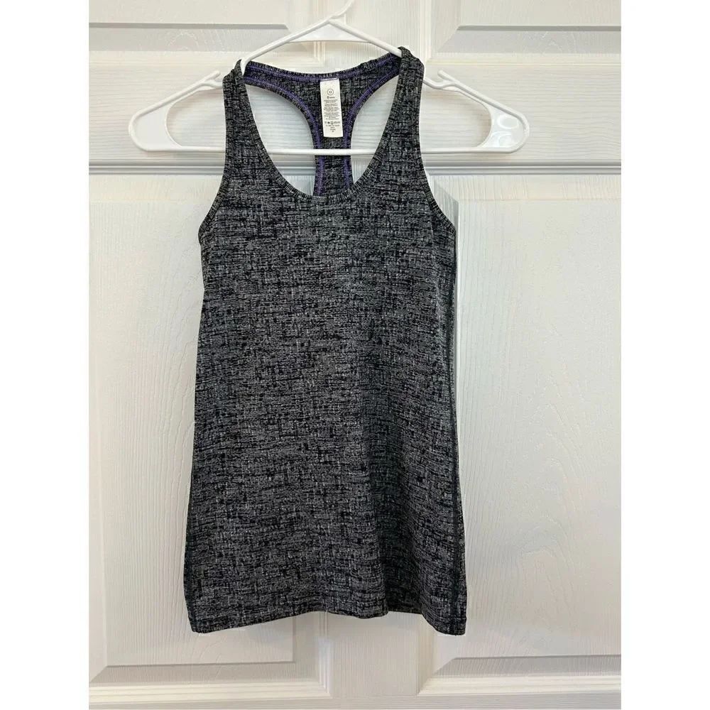 Ivivva by Lululemon grey Keep Ur Cool Racer Tank size 12 y back EUC